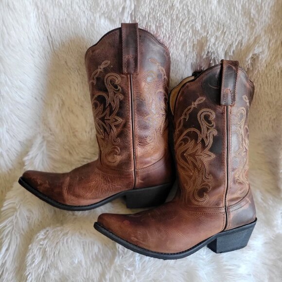 Smoky Mountain Women's Madison Distressed Brown Leather Western Boots 6.5M - Picture 7 of 13